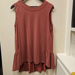 Agnes‎ & Dora Orange Asymmetrical Ruffled Tank Top